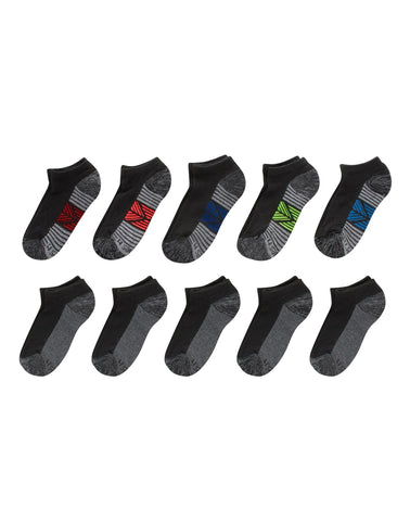 Hanes Ultimate Double Tough Boys' No Show Socks, 10-Pairs