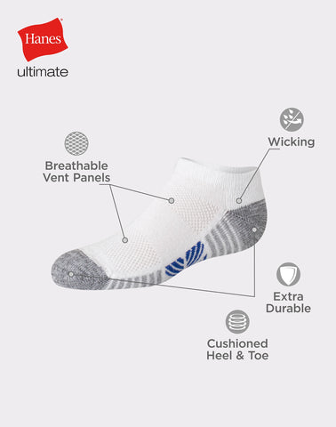 Hanes Ultimate Double Tough Boys' No Show Socks, 10-Pairs