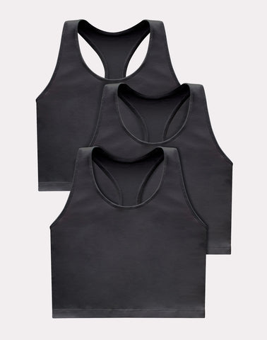 Hanes Originals Women's Racerback Crop Tank Top with Built-In Bra, 3-Pack