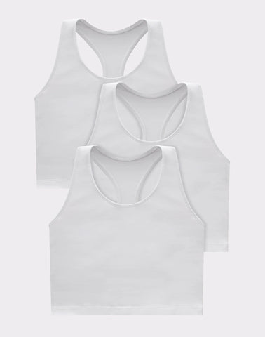 Hanes Originals Women's Racerback Crop Tank Top with Built-In Bra, 3-Pack