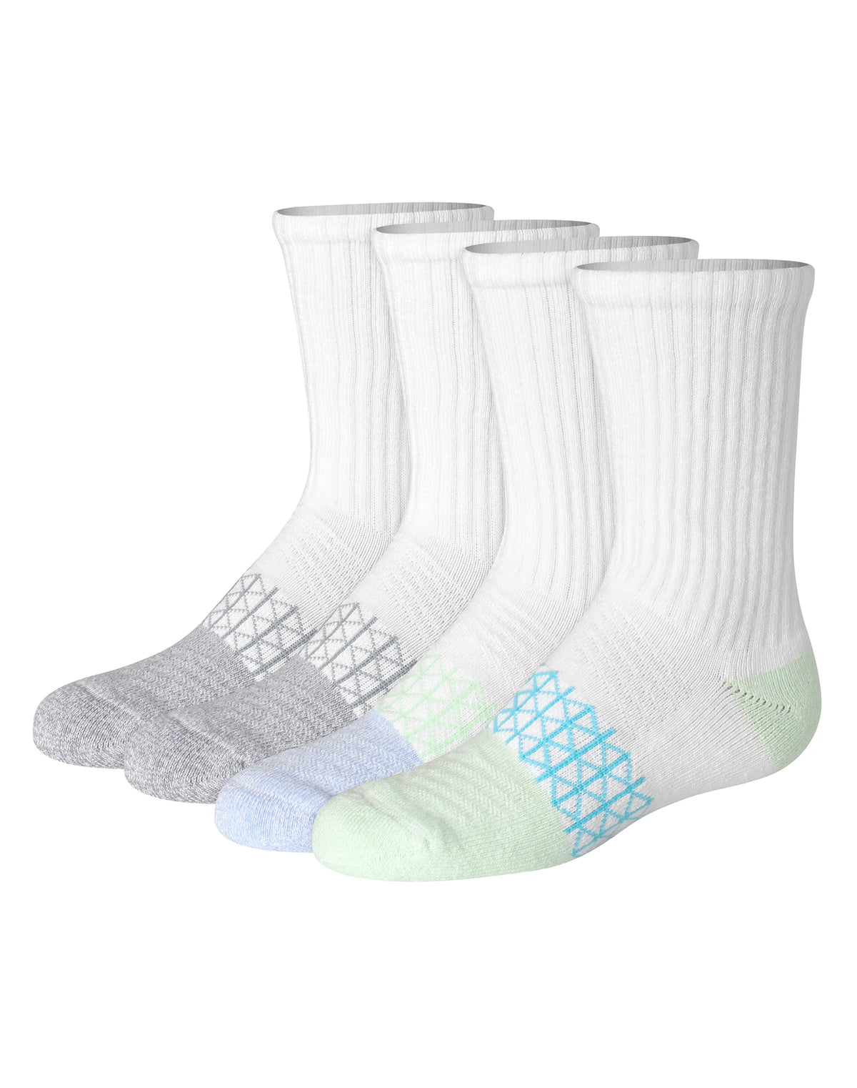Hanes Absolute Active Girls' Crew Socks, 4-Pairs