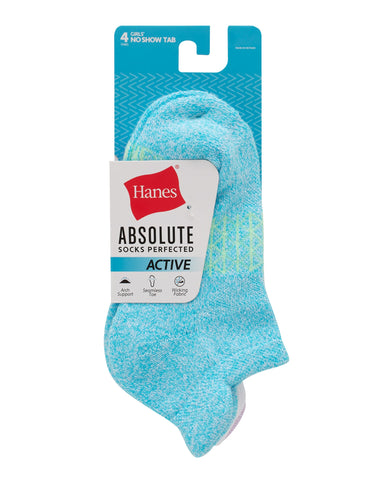 Hanes Absolute Active Girls' Heel Shield Socks, 4-Pairs