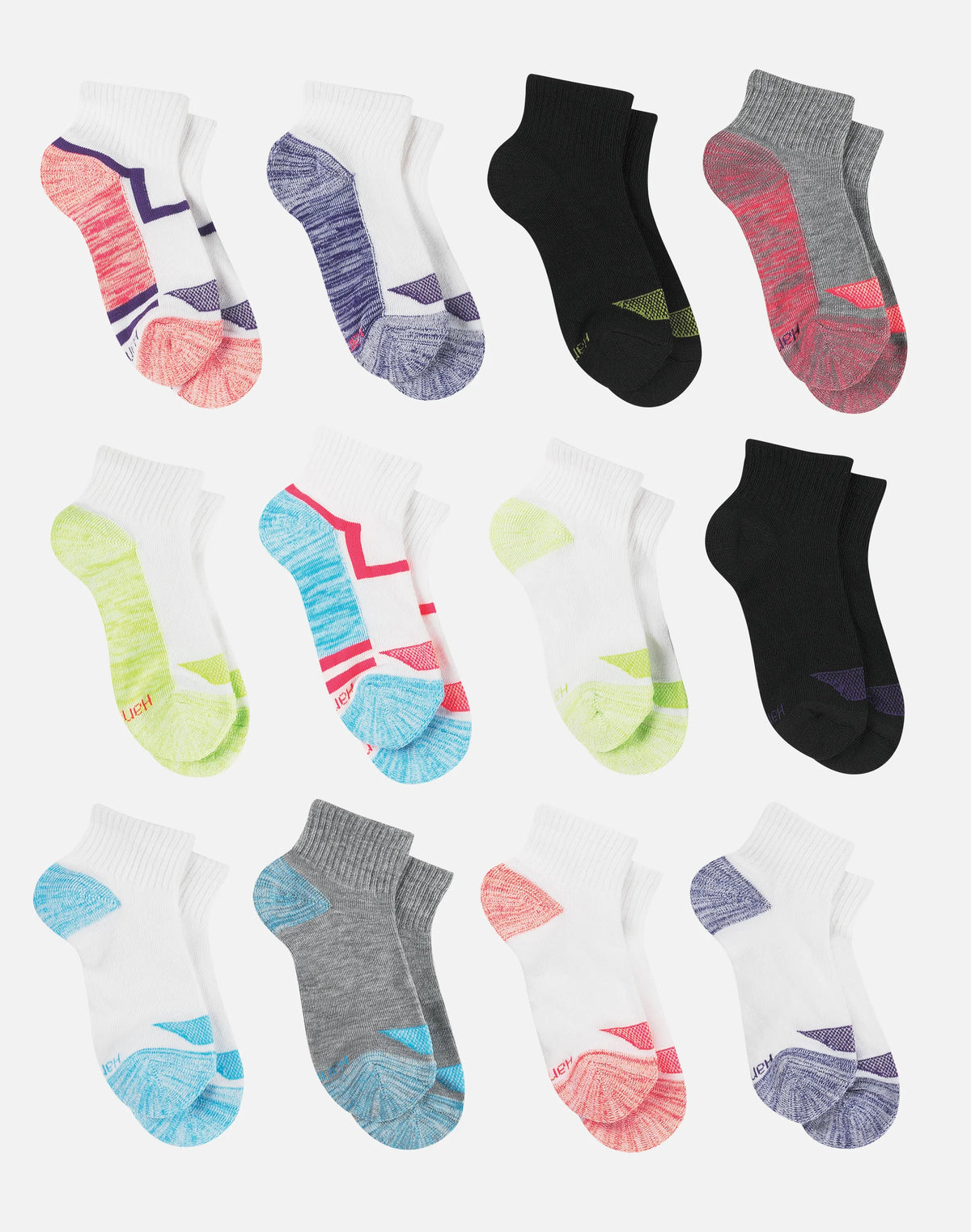 Hanes Cool Comfort Girls' Mesh Ankle Socks, 12-Pairs