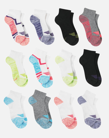 Hanes Cool Comfort Girls' Mesh Ankle Socks, 12-Pairs