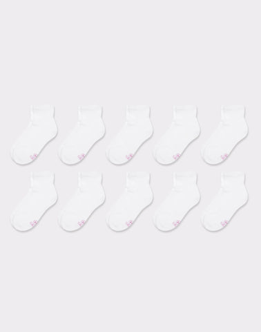 Hanes Girls' Ankle Socks Pack, 10-Pack, White