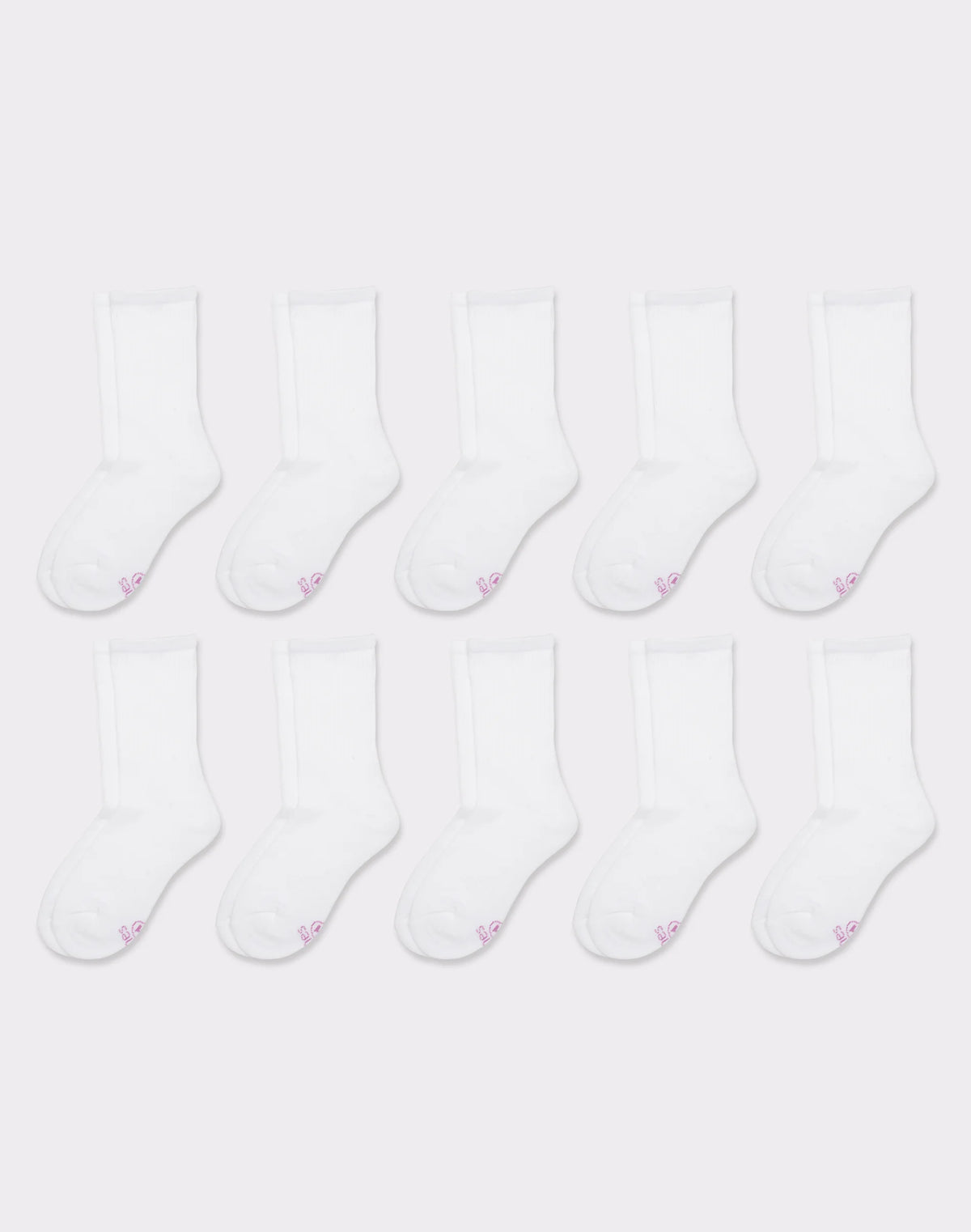 Hanes Girls' Uniform Crew Socks, White, 10-Pairs