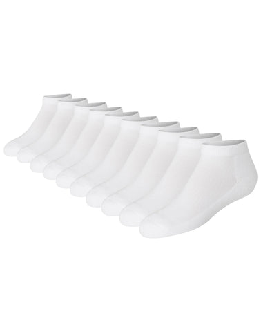 Hanes Girls' No Show Socks, White, 10-Pack