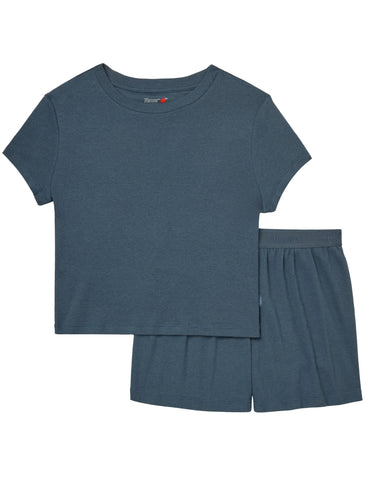 Originals 2-Piece Lounge Set, SuperSoft Cropped Baby Doll Tee & Sleep Shorts Loungewear Set