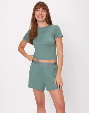 Originals 2-Piece Lounge Set, SuperSoft Cropped Baby Doll Tee & Sleep Shorts Loungewear Set