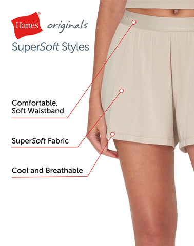 Hanes Originals Women's SuperSoft Comfywear Sleep Shorts, 3.25
