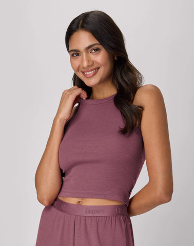 Hanes Originals Women's Supersoft Comfywear Rib Racerback Crop Tank