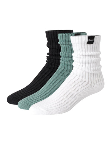 Hanes Originals Men’s Crew Socks Pack, 3 Pairs, SuperSoft Slouch