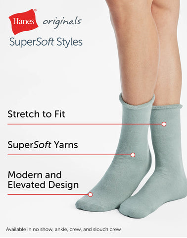 Hanes Originals Men’s Crew Socks Pack, 3-Pairs, SuperSoft