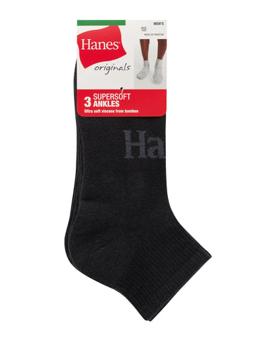 Hanes Originals Men’s SuperSoft Ankle Socks, 3-Pairs