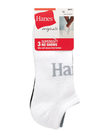 Hanes Originals Men’s SuperSoft No Show Socks, 3-Pairs