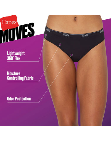 Hanes Moves Women’s 360 Degree Flex Hipster Underwear, 3-Pack