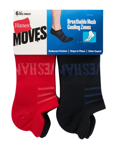 Hanes Moves Breathable Mesh Men’s Heel Shield Socks, Shoe Sizes 6-12, 6-Pairs