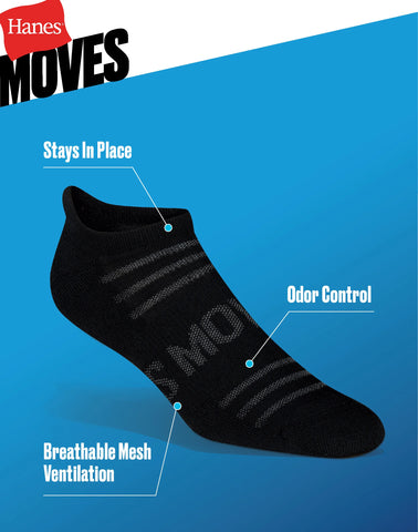Hanes Moves Breathable Mesh Men’s Heel Shield Socks, Shoe Sizes 6-12, 6-Pairs