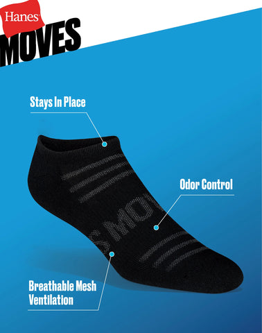 Hanes Moves Breathable Mesh Men’s No Show Socks, Shoe Sizes 6-12, 6-Pairs