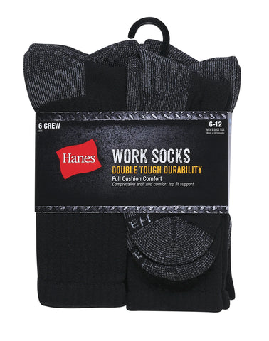Hanes Men's Big & Tall Work Crew Socks, 6-Pairs