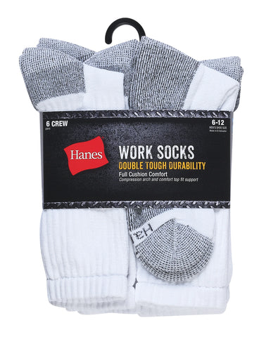 Hanes Men's Big & Tall Work Crew Socks, 6-Pairs