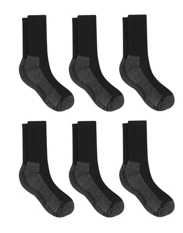 Hanes Double Tough Men's Work Crew Socks, Shoe Sizes 12-14, 6-Pairs
