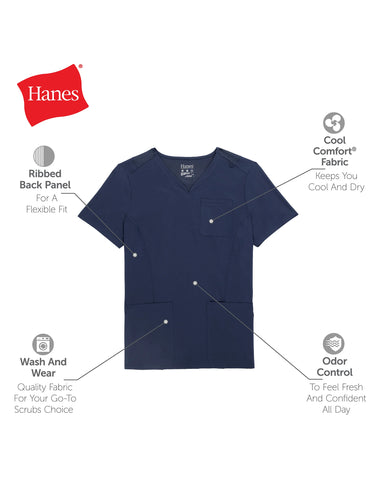 Hanes Comfort Fit Scrubs Women's Rib Back Scrub Top