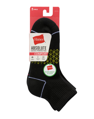 Hanes Absolute Comfort Women's Ankle Socks Pack, 4-Pairs