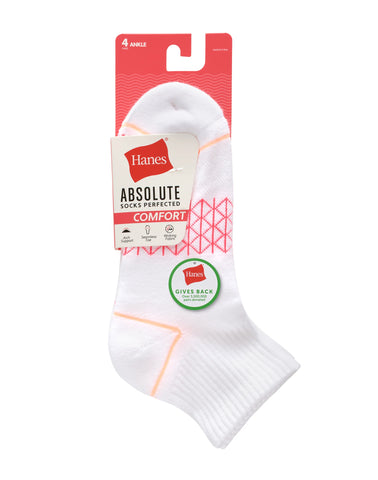 Hanes Absolute Comfort Women's Ankle Socks Pack, 4-Pairs