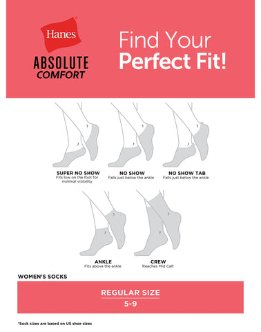 Hanes Absolute Comfort Women's Crew Socks, 4-Pairs