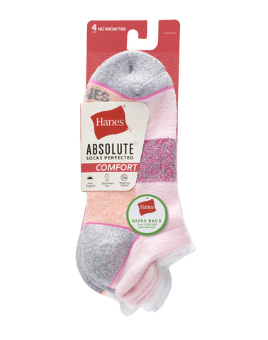 Hanes Absolute Comfort Women's Heel Shield Socks, 4-Pairs