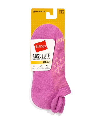 Hanes Absolute Run Women’s No Show Tab Socks, 3-Pairs