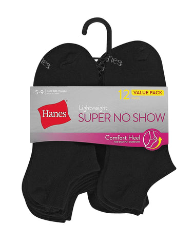 Hanes Women's Lightweight Super No Show Socks, 12-Pairs