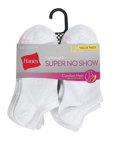 Hanes Women's Lightweight Super No Show Socks, 12-Pairs