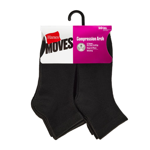 Hanes Moves X-Temp Women’s Ankle Socks, 10-Pairs, Shoe Sizes 5-9