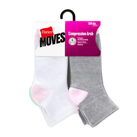Hanes Moves X-Temp Women’s Ankle Socks, 10-Pairs, Shoe Sizes 5-9