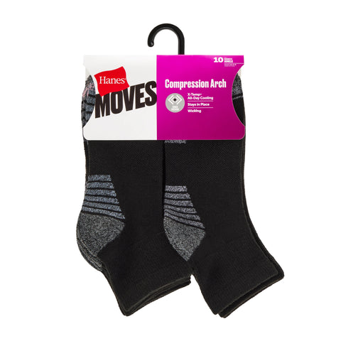 Hanes Moves X-Temp Women’s Ankle Socks, 10-Pairs, Shoe Sizes 8-12