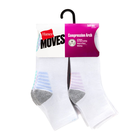 Hanes Moves X-Temp Women’s Ankle Socks, 10-Pairs, Shoe Sizes 8-12