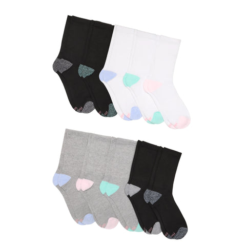 Hanes Moves X-Temp Women's Crew Socks, 10-Pairs, Shoe Sizes 8-12