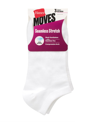 Hanes Moves Women’s Seamless Stretch No Show Socks, 3 Pairs