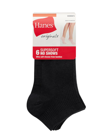 Hanes Originals Women’s SuperSoft No Show Socks, 6-Pairs