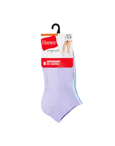 Hanes Originals Women’s SuperSoft No Show Socks, 6-Pairs