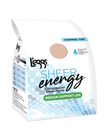 L'eggs Sheer Energy Medium Support Compression Tights, Sheer Toe