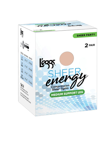 L'eggs Sheer Energy Medium Support Compression Tights, 2-Pairs