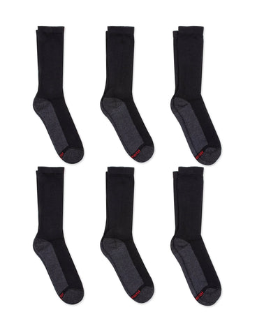 Hanes Double Tough Men's Crew Socks, Comfort Top, Shoe Sizes 12-14, 6-Pairs
