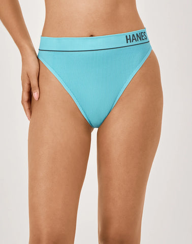 Hanes Originals Women's Seamless Rib Hi-Rise Cheeky Underwear, Assorted, 6-Pack