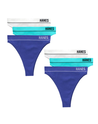 Hanes Originals Women's Seamless Rib Hi-Rise Cheeky Underwear, Assorted, 6-Pack
