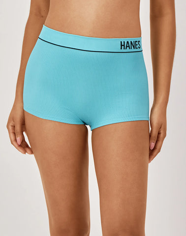 Hanes Originals Women's Seamless Rib Boyfit Underwear, Assorted, 6-Pack