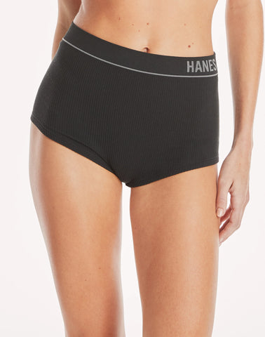 Hanes Originals Women's Seamless Rib Boyfit Underwear, Neutrals, 6-Pack