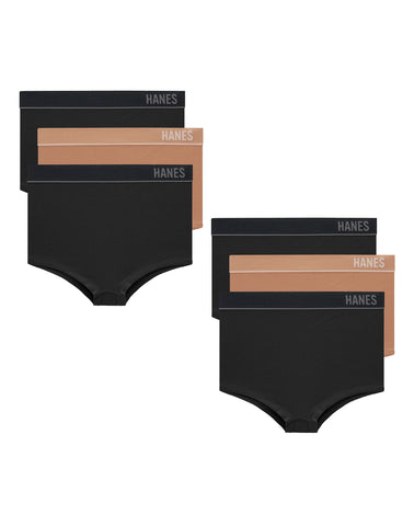 Hanes Originals Women's Seamless Rib Boyfit Underwear, Neutrals, 6-Pack
